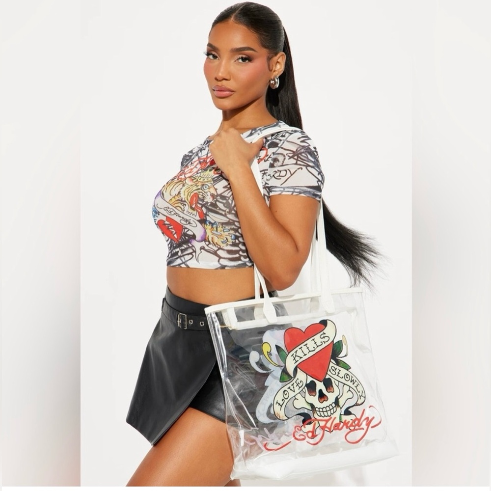 Ed Hardy Love Kills Slowly Clear Tote Bag